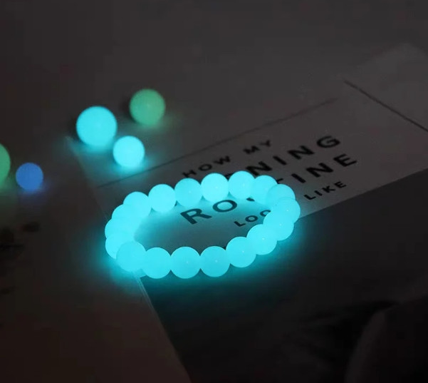 2pcs Luminous Stone Round Bead Bracelet Glow In The Dark Jewelry Party Gift