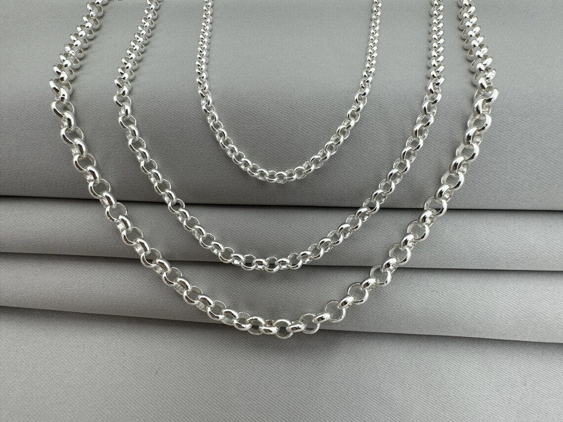Sterling Silver Belcher Chain Necklace – 16″ 18″ 20″ 22″ 24″ 26″ 30″