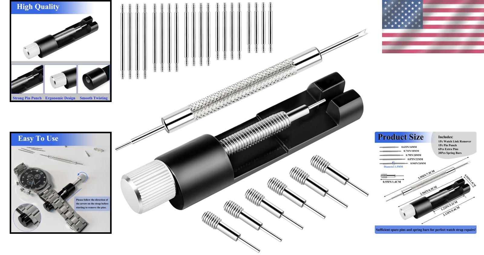 Easy-to-Use Watch Link Removal Kit – Tool, Pins & Spring Bars for Watch Lovers