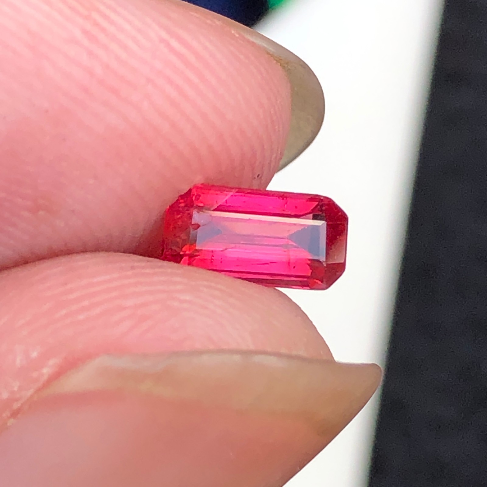 0.57 Carat Natural Emerald Cut Pinkish Red Spinel Loose Gemstone From Burma