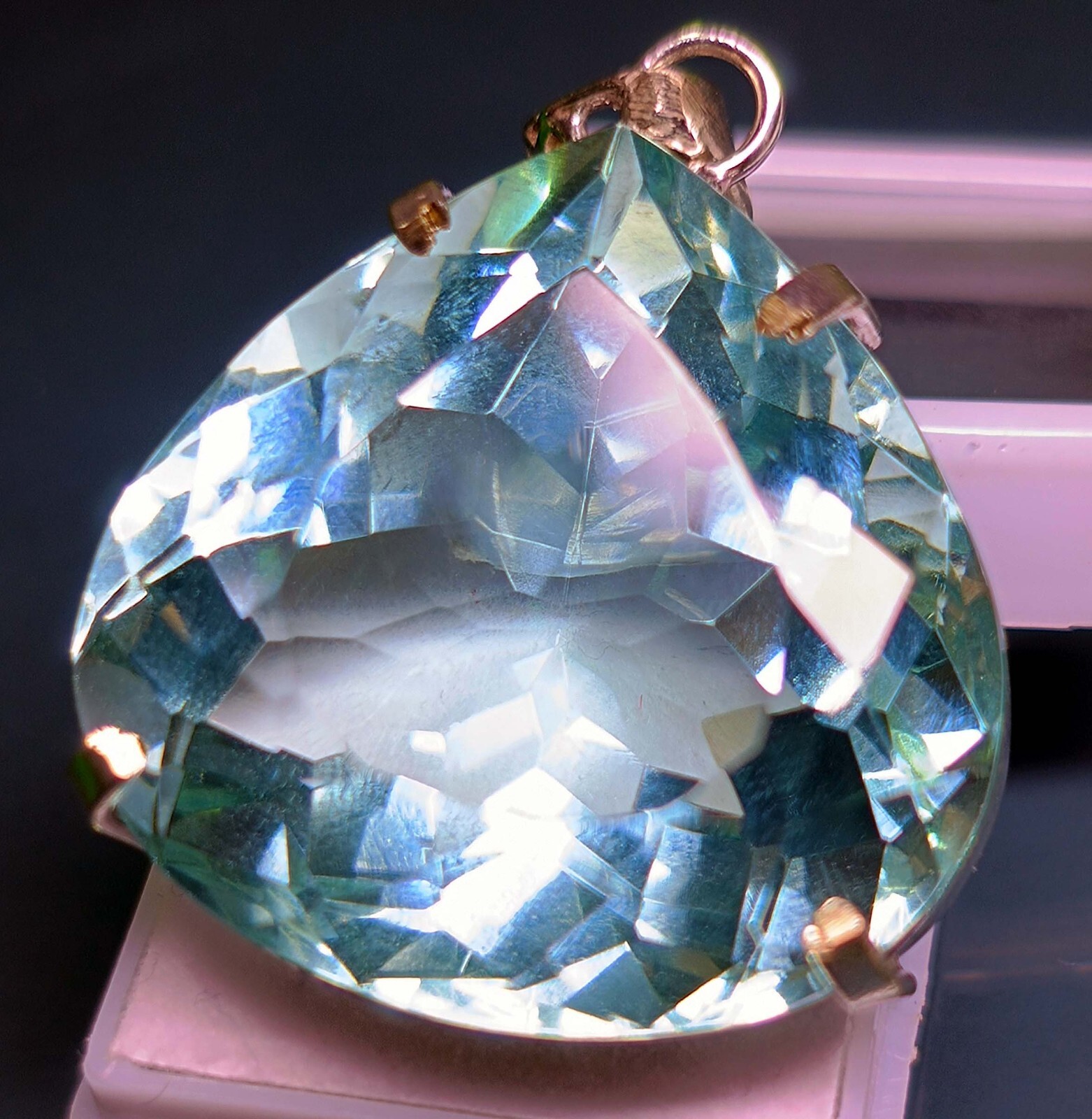 Water Blue Topaz Pear Cut 112.20 Ct Locket EGL Certified Natural Gemstone PD017