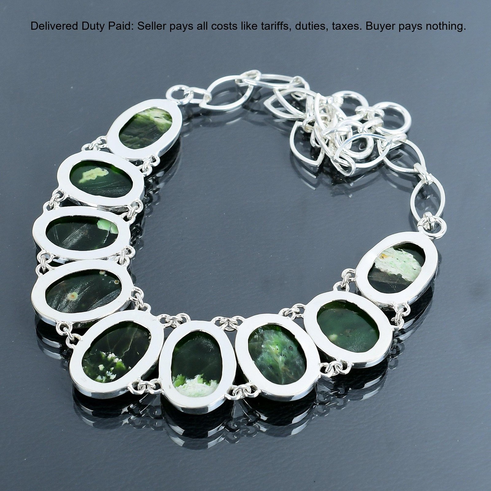 Australian Chrome Chalcedony Stone Sterling Silver Chain Engagement New Necklace