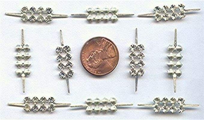 24 AUSTRIAN CRYSTAL 8 RHINESTONE 1.25″ SILVER APPAREL BARS R193
