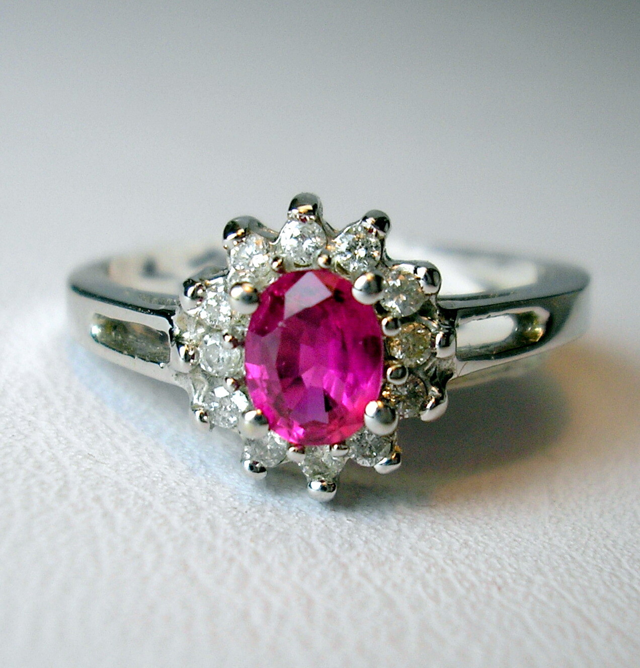 Est 0.36 ct Genuine Natural Ruby & Diamonds 14K White Gold Ring Was $895 Video