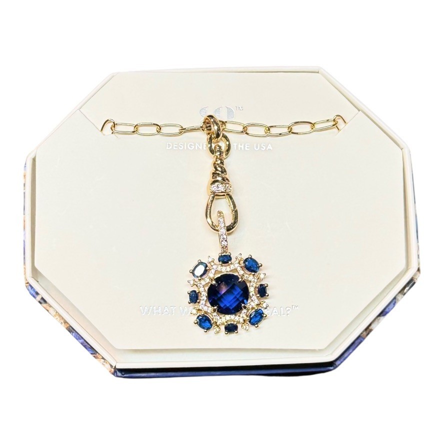 Bomb Party “Lit From Within” September Necklace Lab Created Sapphire on Gold