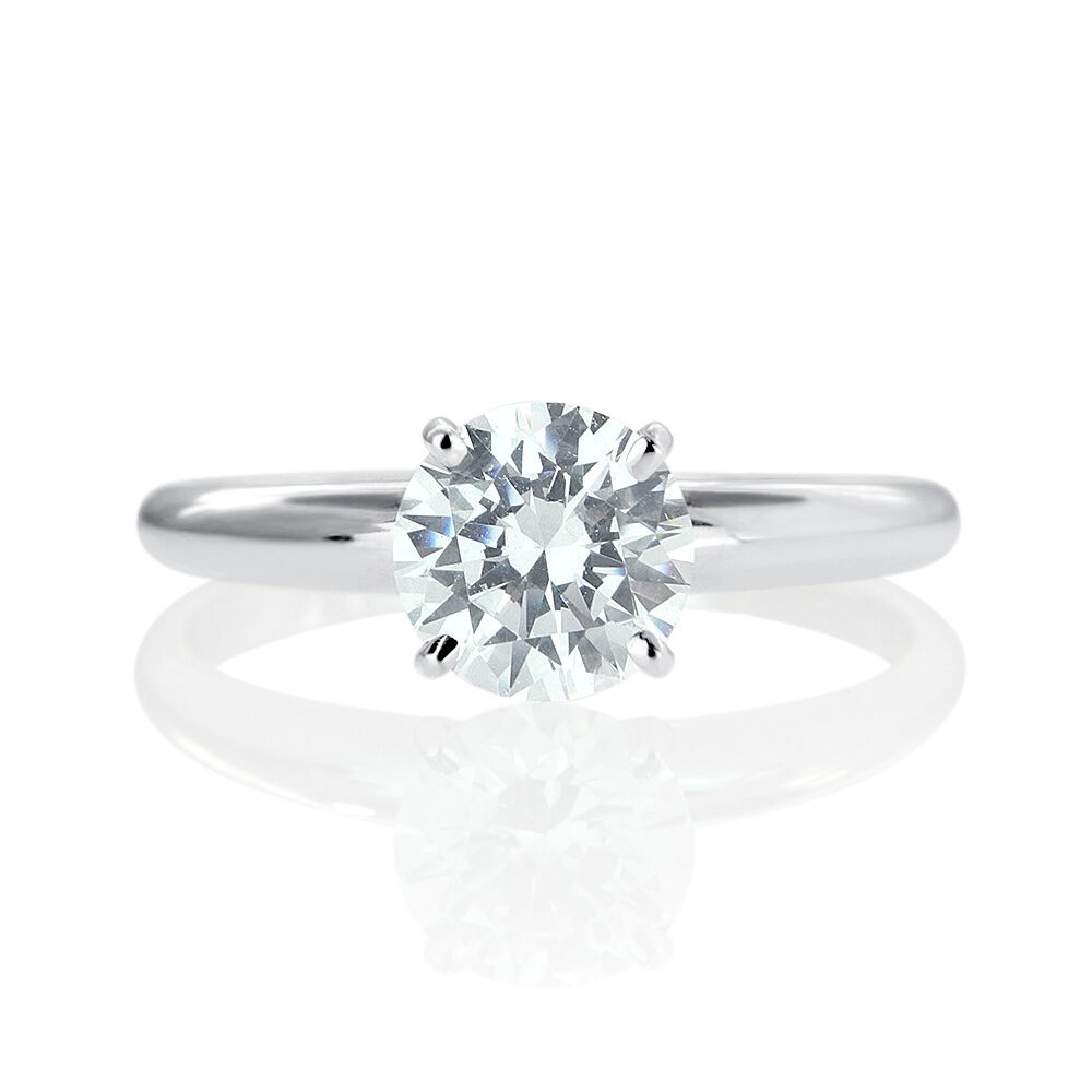 1/2 CT Solitaire Diamond Engagement Ring Round Cut G-H/SI1 14K White Gold