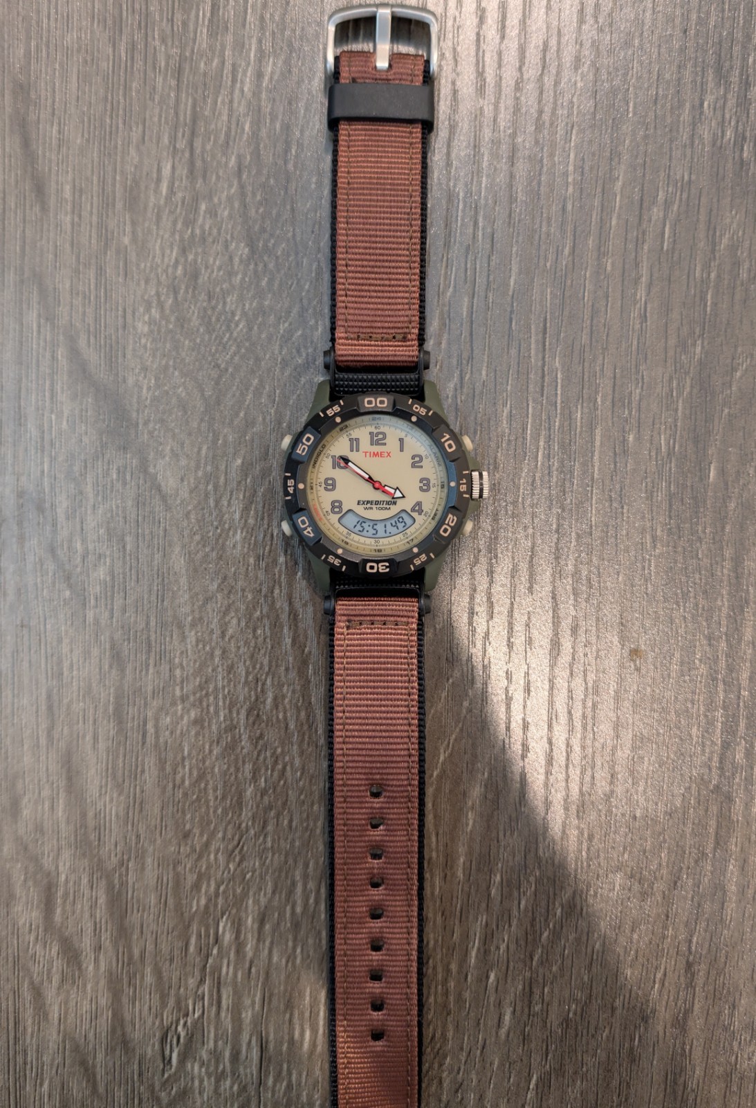 Timex Expedition 39mm Green Resin Case, Brown/Black Resin and Nylon Band, Men’s