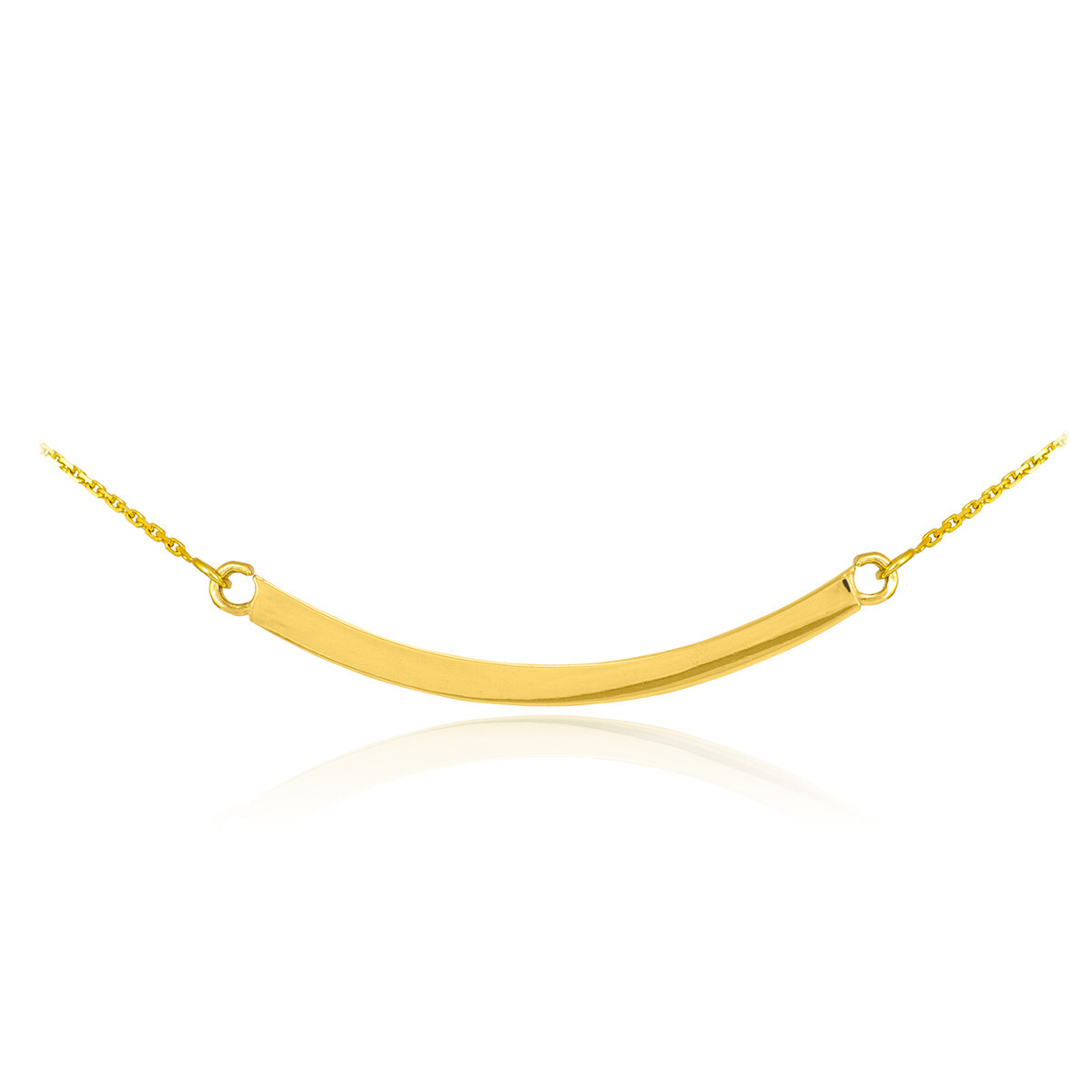 14K Solid Gold Curved Bar Necklace(Available in Yellow/Rose/White Gold)
