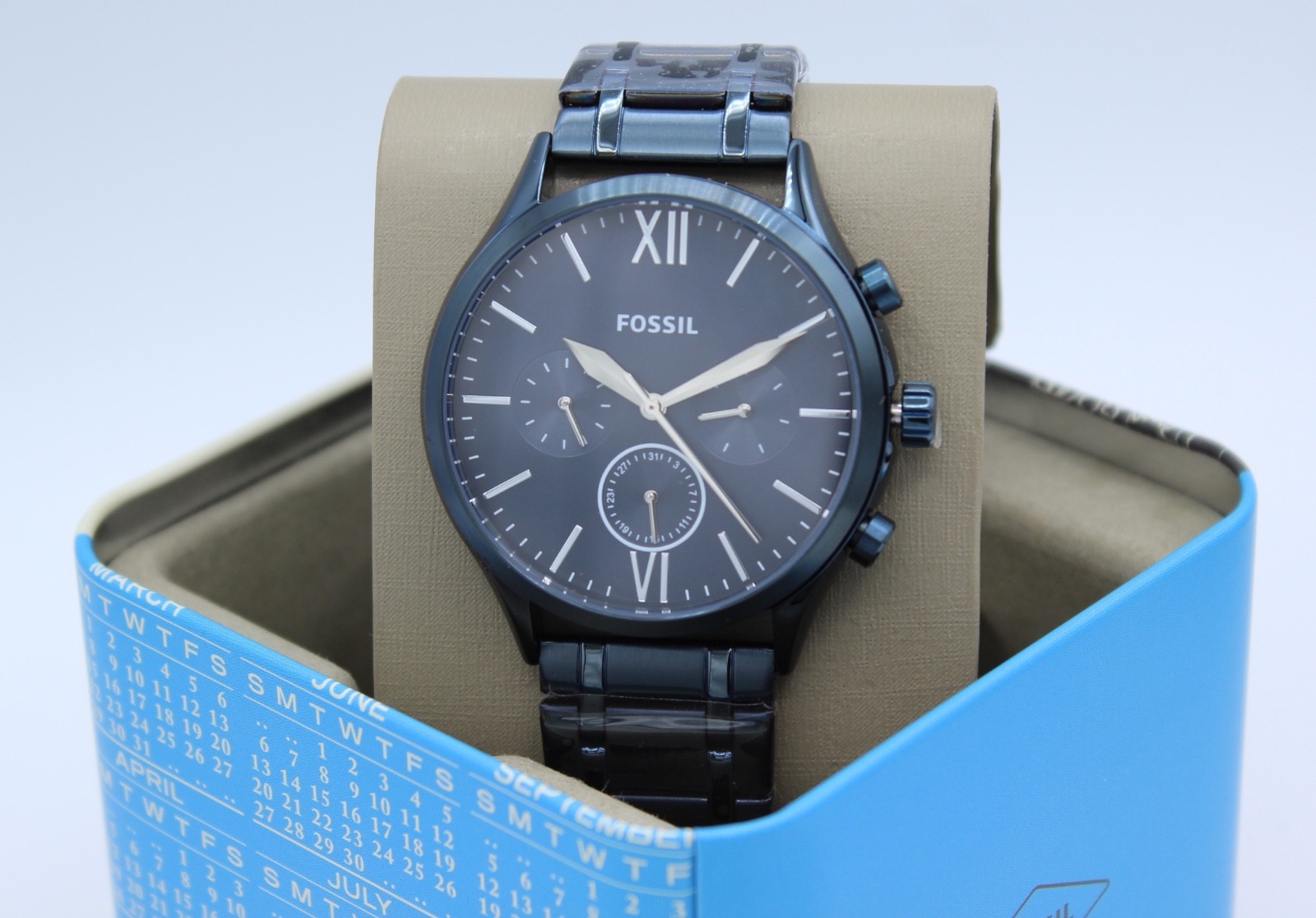 NEW AUTHENTIC FOSSIL FENMORE MIDSIZE CHRONOGRAPH NAVY BLUE BQ2403 MEN’S WATCH