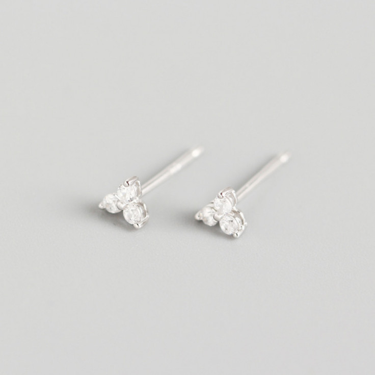 14K Gold Sterling Silver Lovely Adorable Tiny Triangle CZ Stud Earrings 4mm AJ