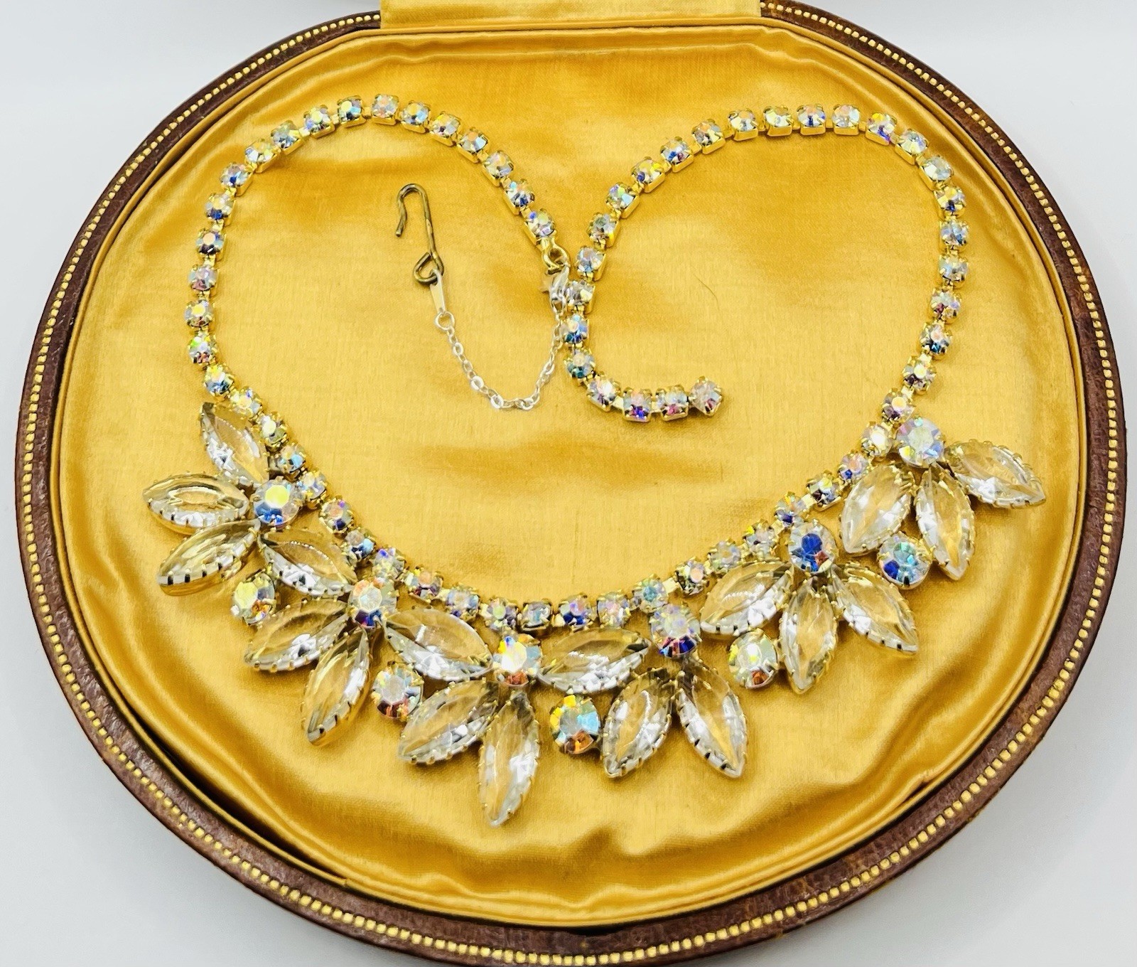 🔥Vint. AB Clear-Champagne Rhinestone Necklace Not Signed (was $99)