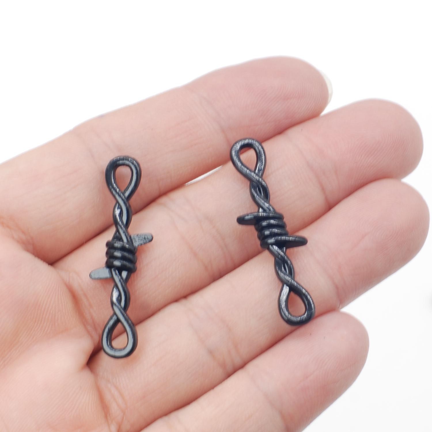 8PCS or 20PCS Black Tone Barbed Wire Gothic Chain Choker Connectors LCRG09