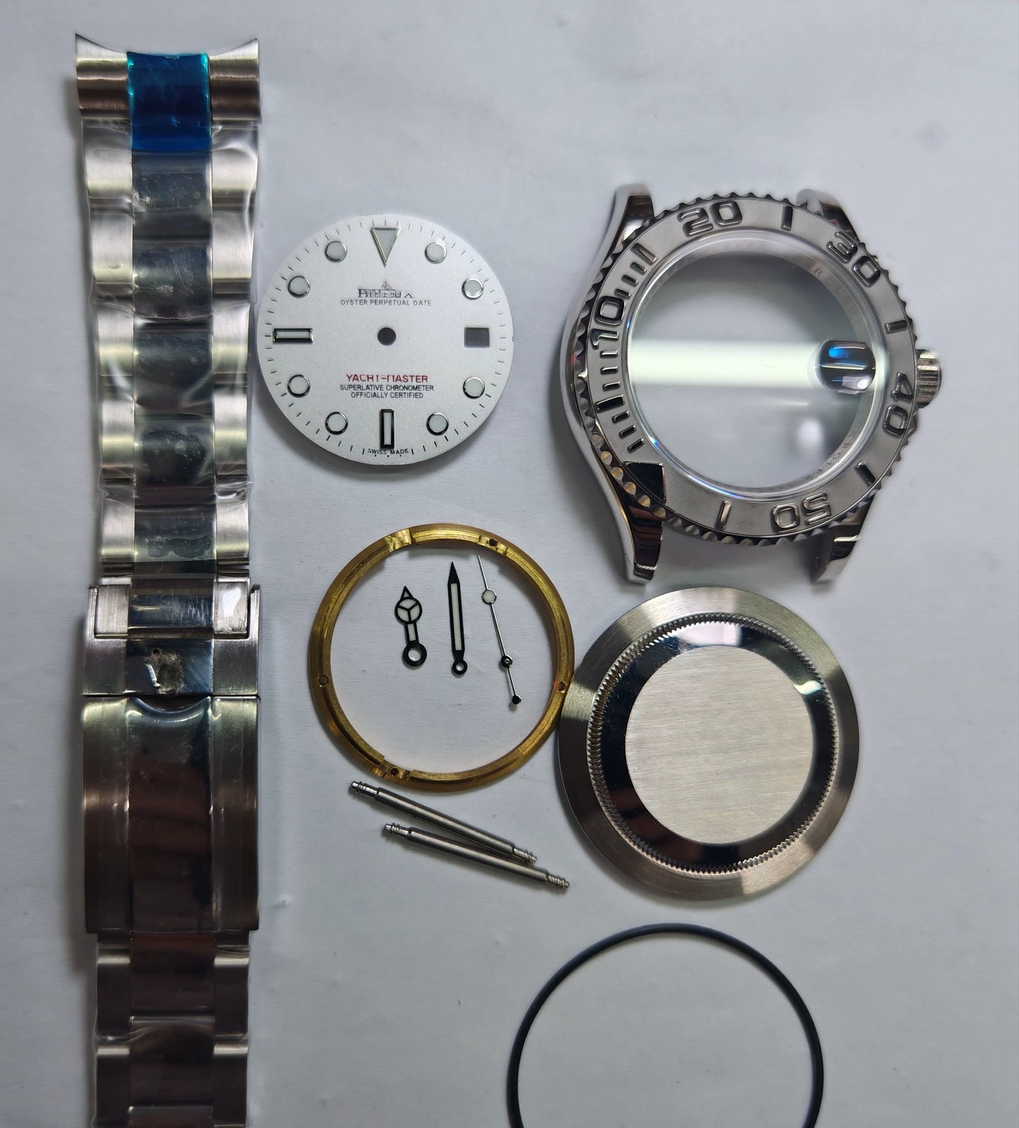 DIY Watch Part Kit for Movement 2836 8215 40mm Watch Case+Dial+Hands+Steel Strap