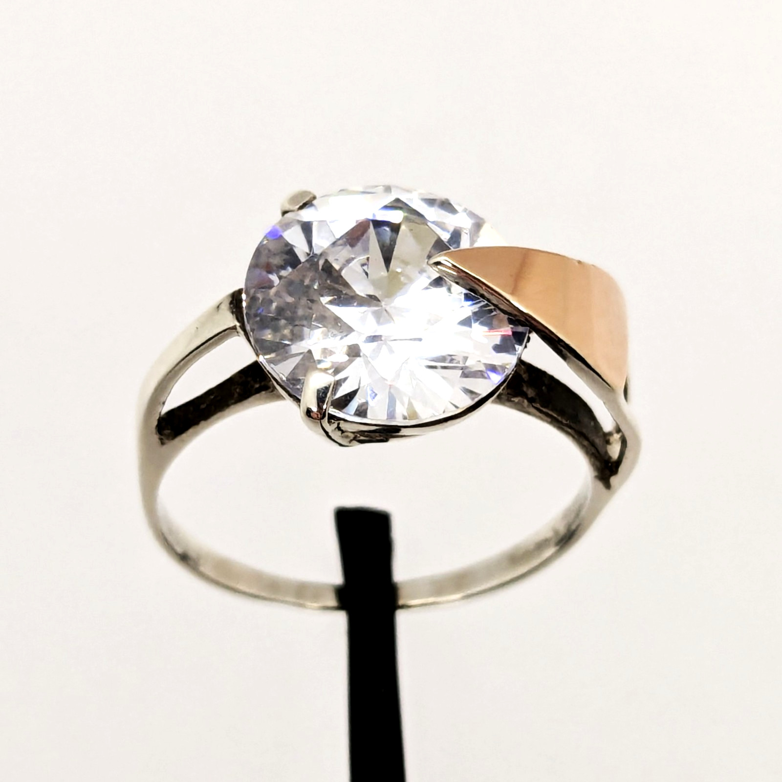 Vintage Luxury RING Silver 925 with Gold Inlay 375 and Stone -size: 10US | #76