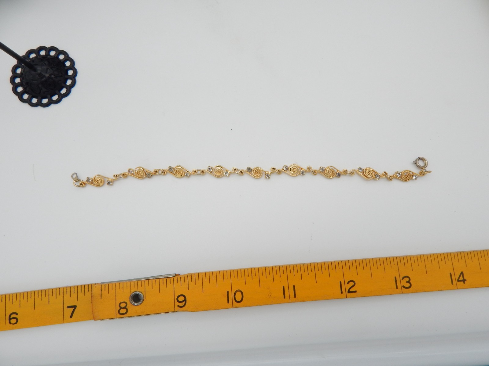 Vintage 12K Gold Plated Swirl Filigree Studded Bracelet