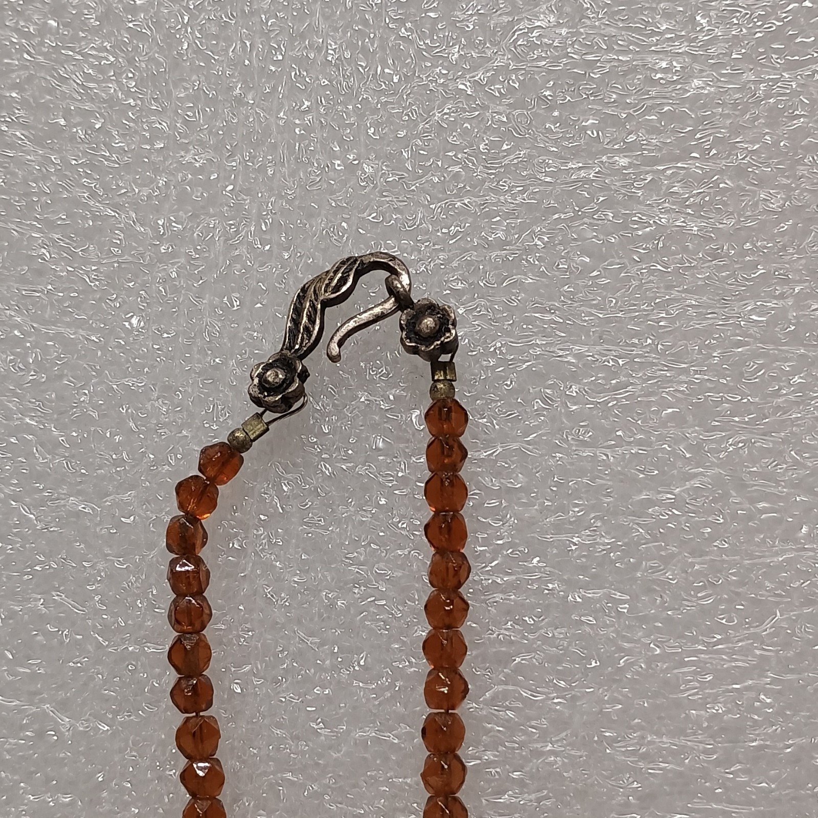 Amber Colored Teardrop Topaz/Tanzanite? W Beaded Chain w/ Hook Clasp Closure