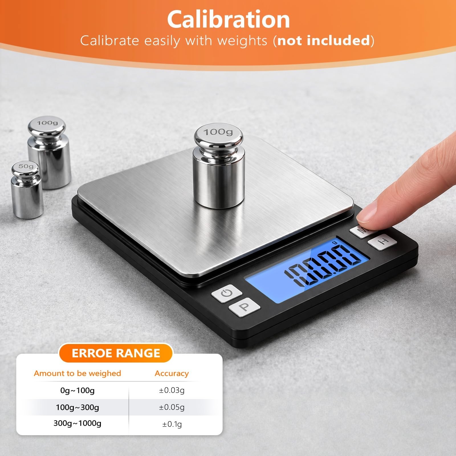 High Precision 0.01g Digital Jewelry Scale 1000g – Tare, Hold, Counting, Portabl