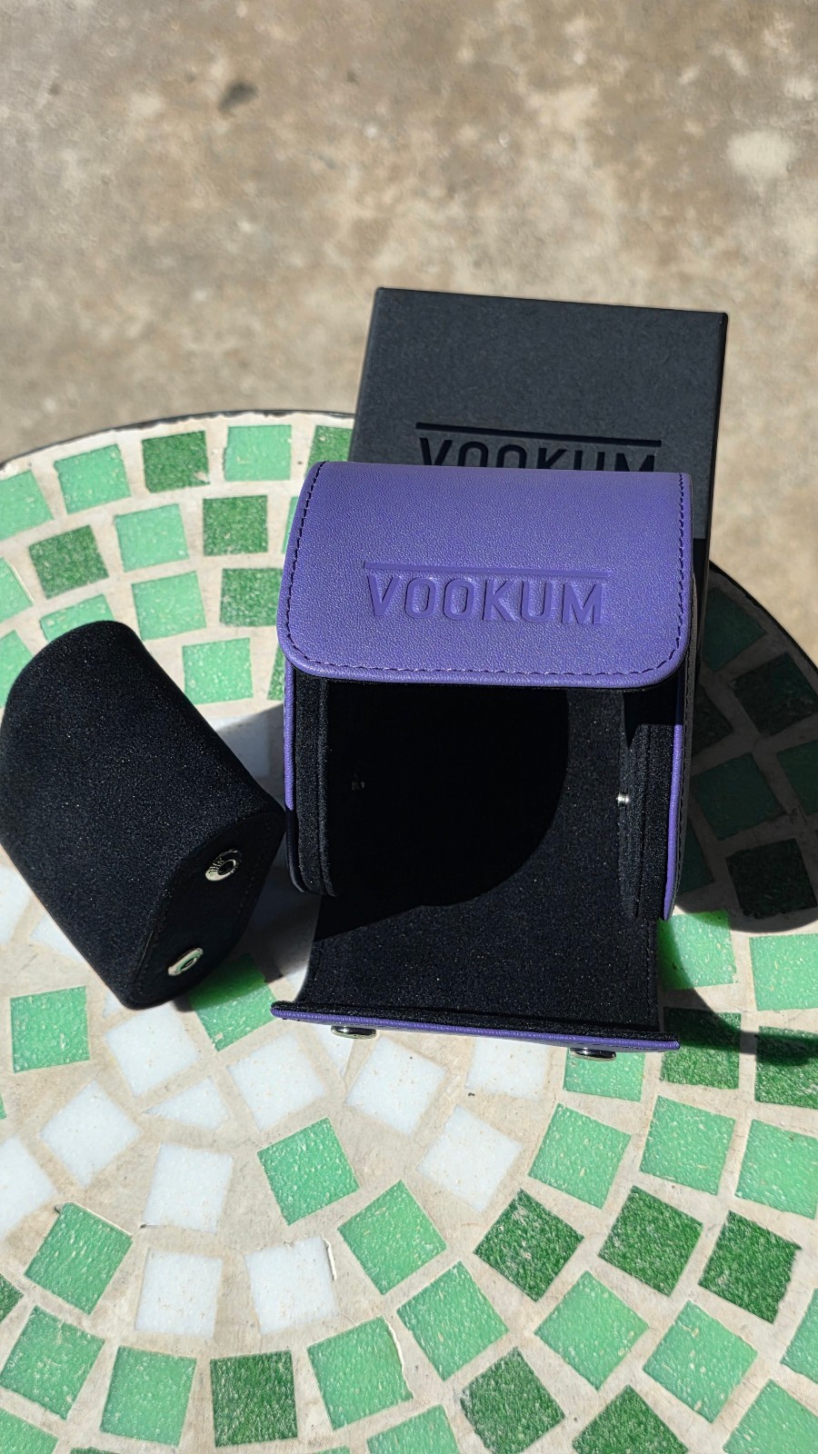 Vookum genuine Purple Nappa leather watch roll travel case