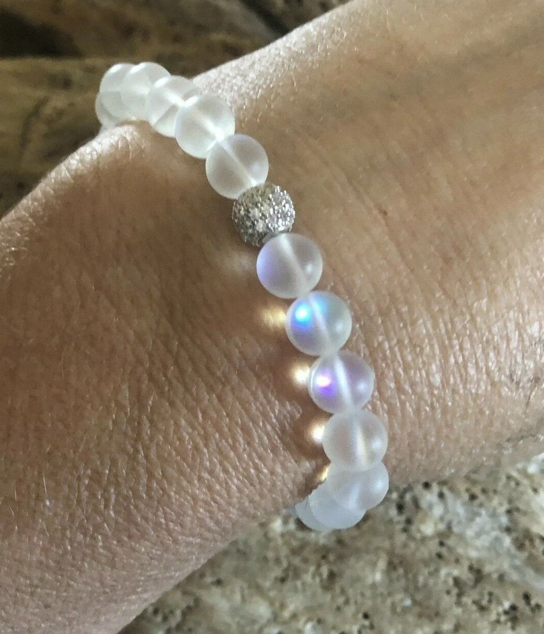 8mm Angel Aura Quartz Beads Healing Relieve Anxiety Girls Women Bracelet Gift
