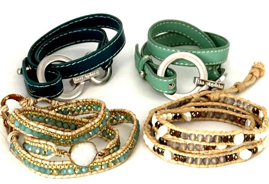 Lot of 4 Designer Nakamol ~ Katie Soleil ~ lia sophia Boho Wrap Bracelets