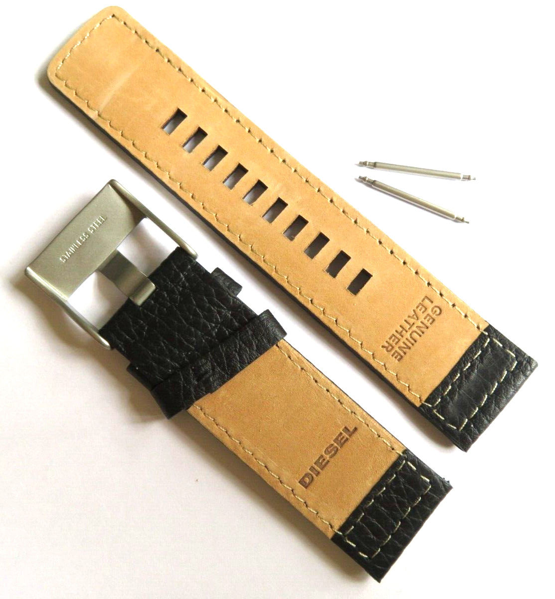 DIESEL Original Replacement Leather Strap DZ1613 Watch Strap Black 24 Mm