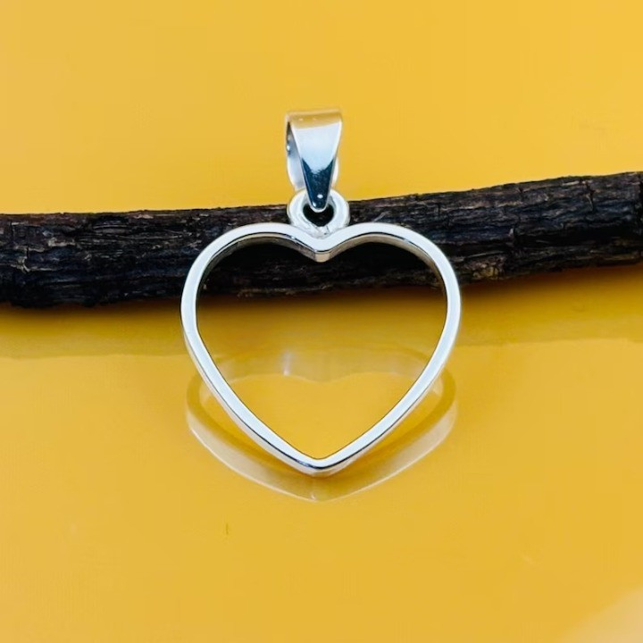 925 Sterling Silver 6mm Heart Open Bezel Pendant Setting Handmade Jewelry Making