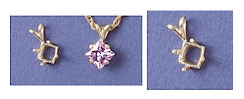 Square 925 Sterling Silver Pre-Notched Pendant Setting (4x4mm to 8x8mm)