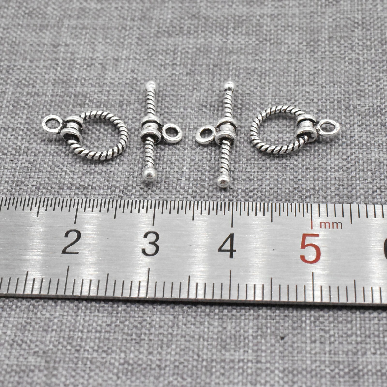 5 Sets of 925 Sterling Silver Coiled Toggle Clasps for Necklace Bracelet