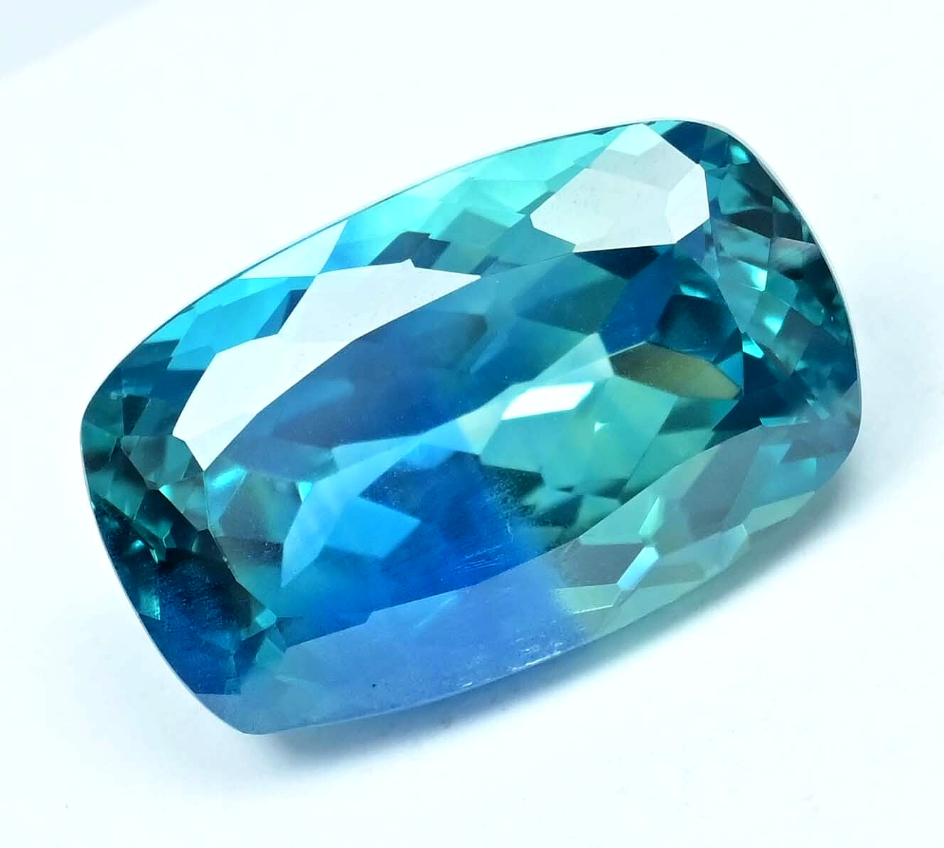 26.75 Ct Natural Bi-Color Paraiba Tourmaline Certified Cushion Loose Gemstone