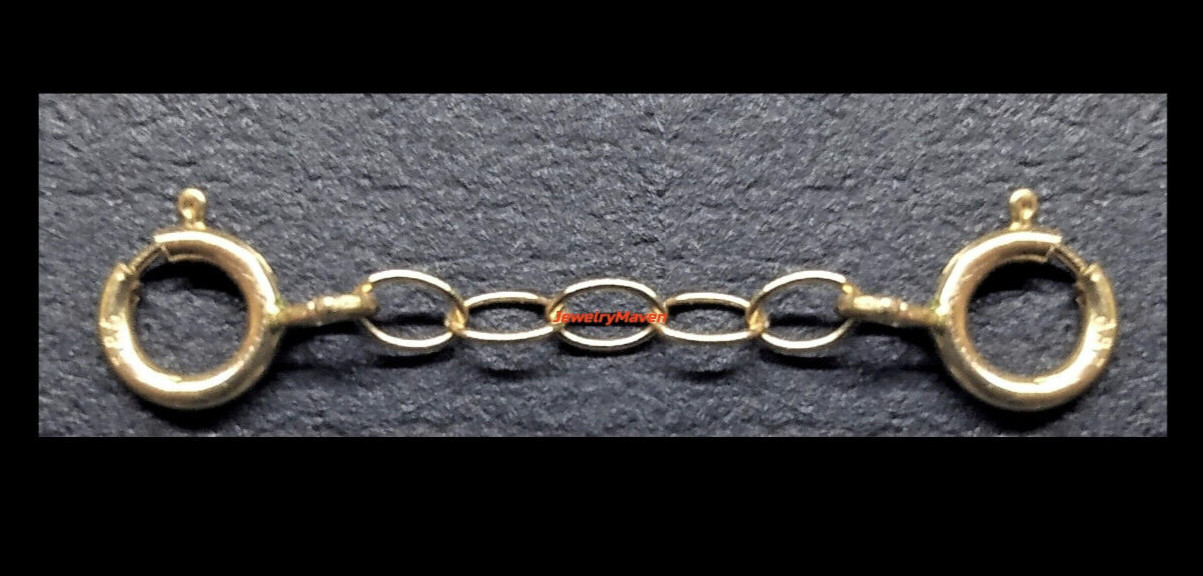 14k 2mm Cable Yellow Gold 5mm DOUBLE Spring Ring 1″ Chain Extender or Safety