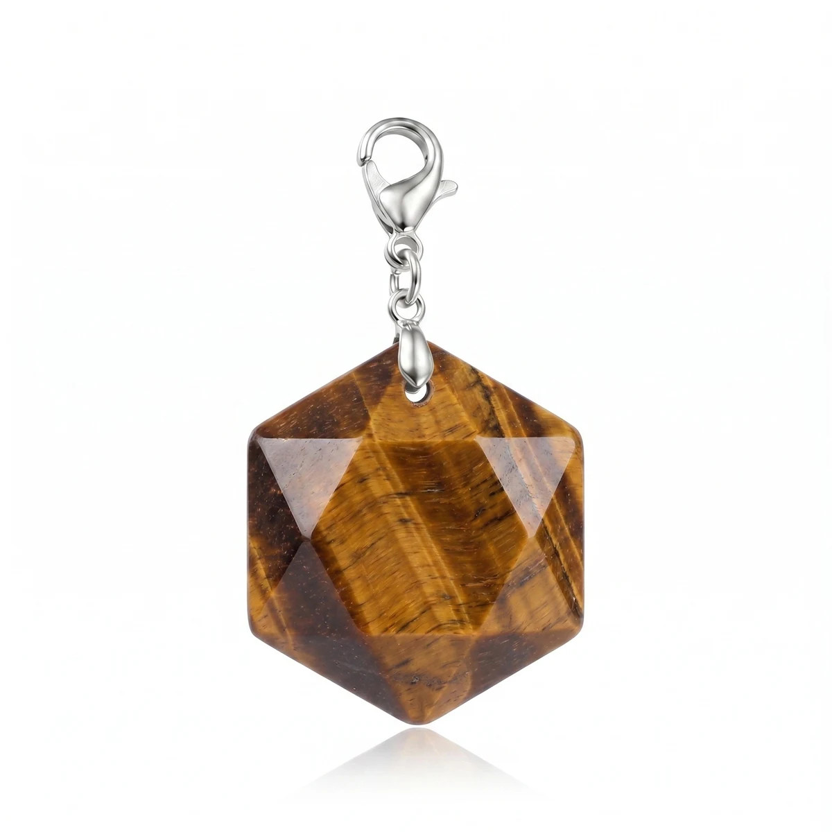 6PCS 22mm Faceted Hexagon Crystal Stone Pendant with Lobster Claw Clasp