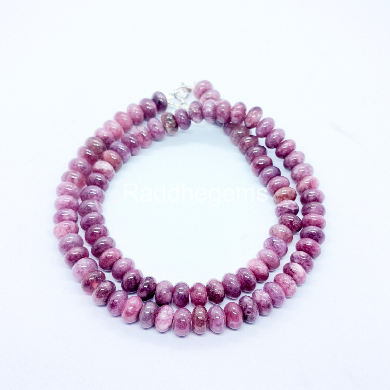 Pink Tourmaline Beaded Necklace, 8mm Rondelle Beads, Pink Gemstone Jewelry, Hand