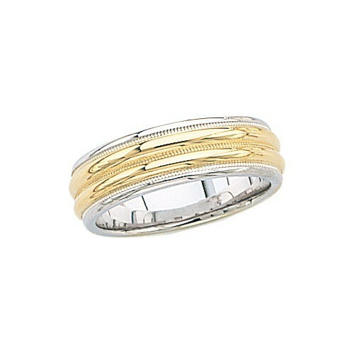 14k two Tone Gold Wedding Band Ring 7 mm size 4 to 13 Beautiful and comfort