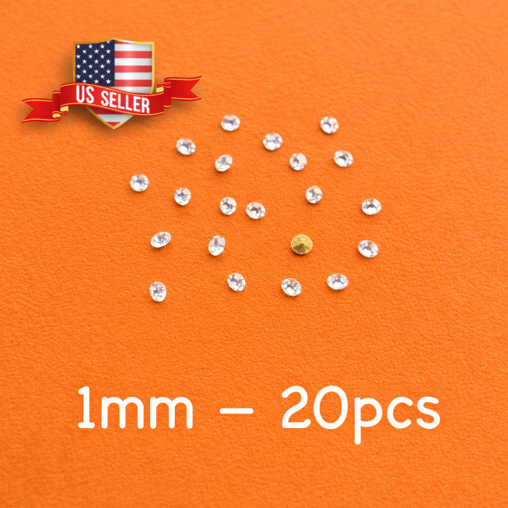 20 pcs 1mm 2pp Round Foil Back Crystal Rhinestones Jewelry Repair Artwork Craft