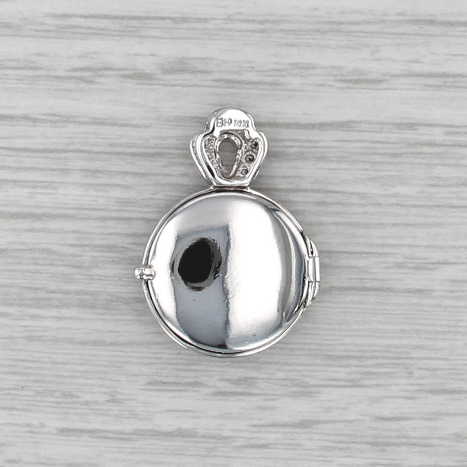 0.28ctw Diamond Flower Diffuser Locket Pendant 14k Gold for Scent Perfume Oil