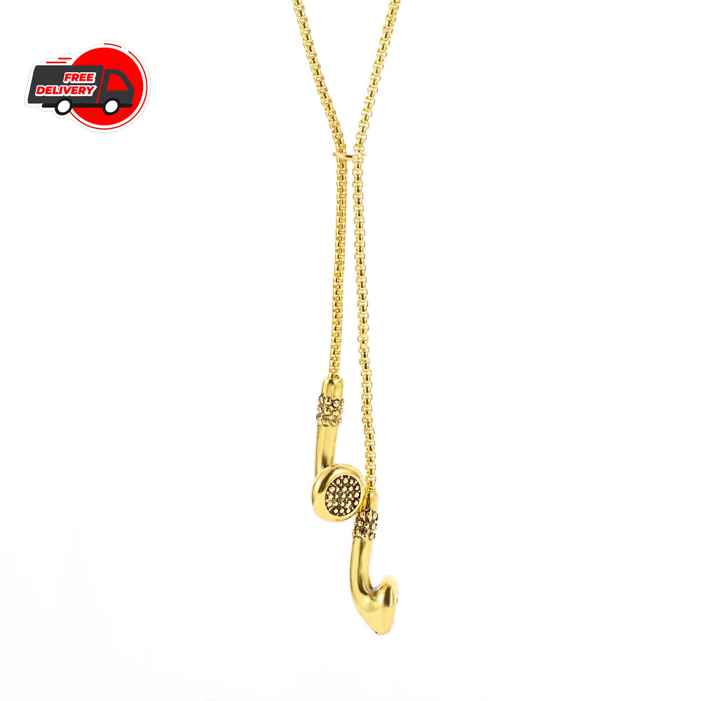 Fashion Necklace Hip-hop Kirsite Music Headphones Earbuds Pendant Metal Men