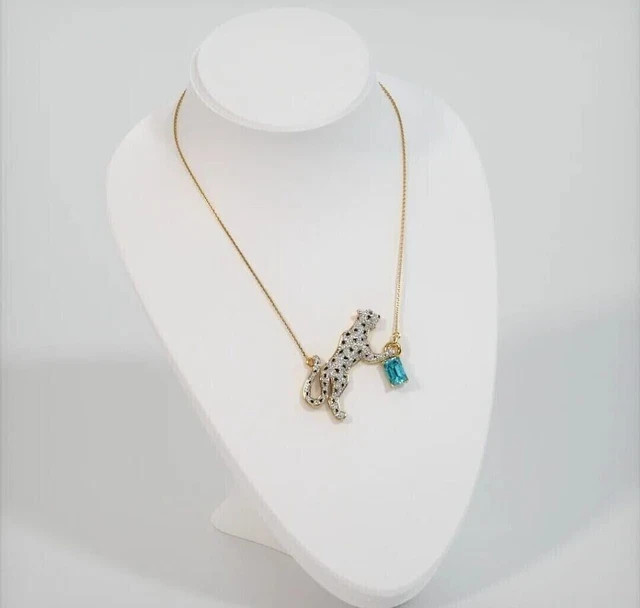 Women’s Animal Charm Pendant Necklace 3ct Lab Created Aquamarine 925 Silver 18″