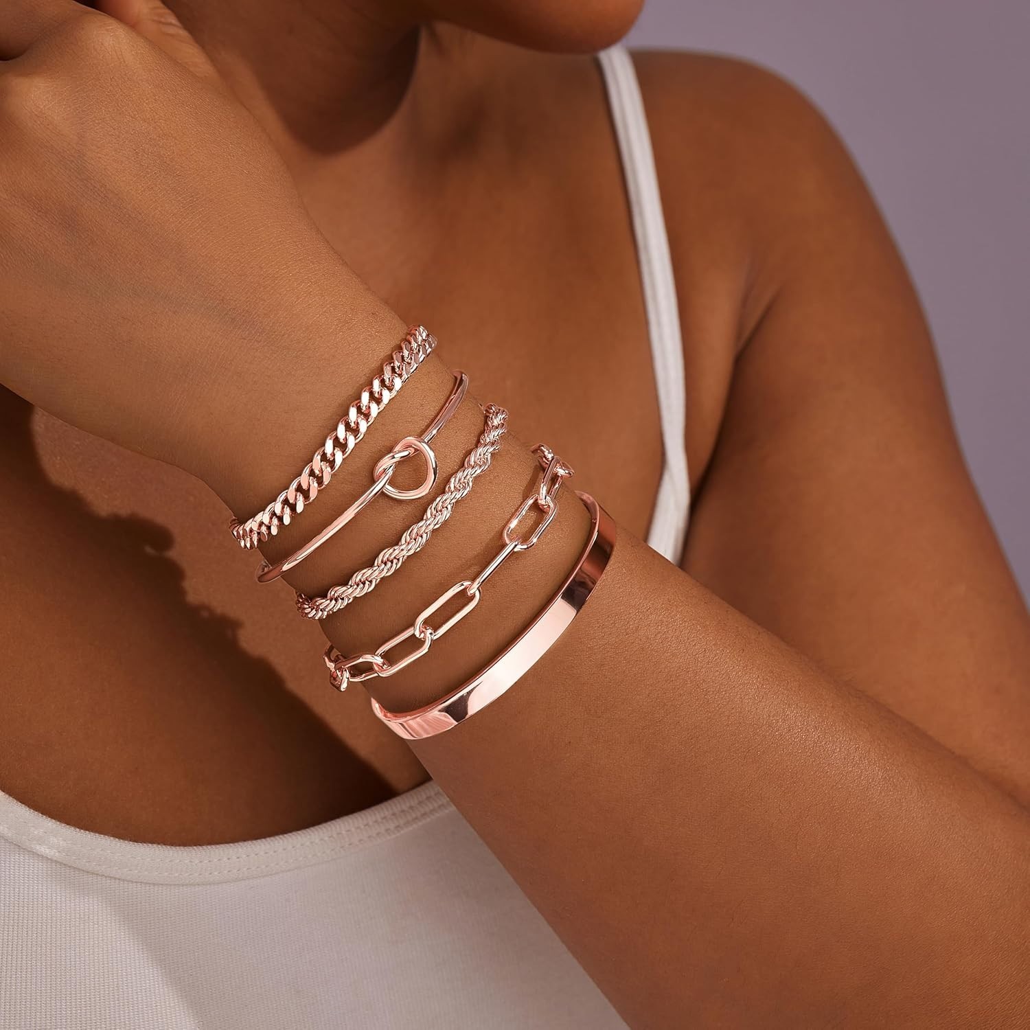 Gokeey Rose Gold Cuff Bracelets for Women,Dainty Rose Gold Bangles Bracelets …