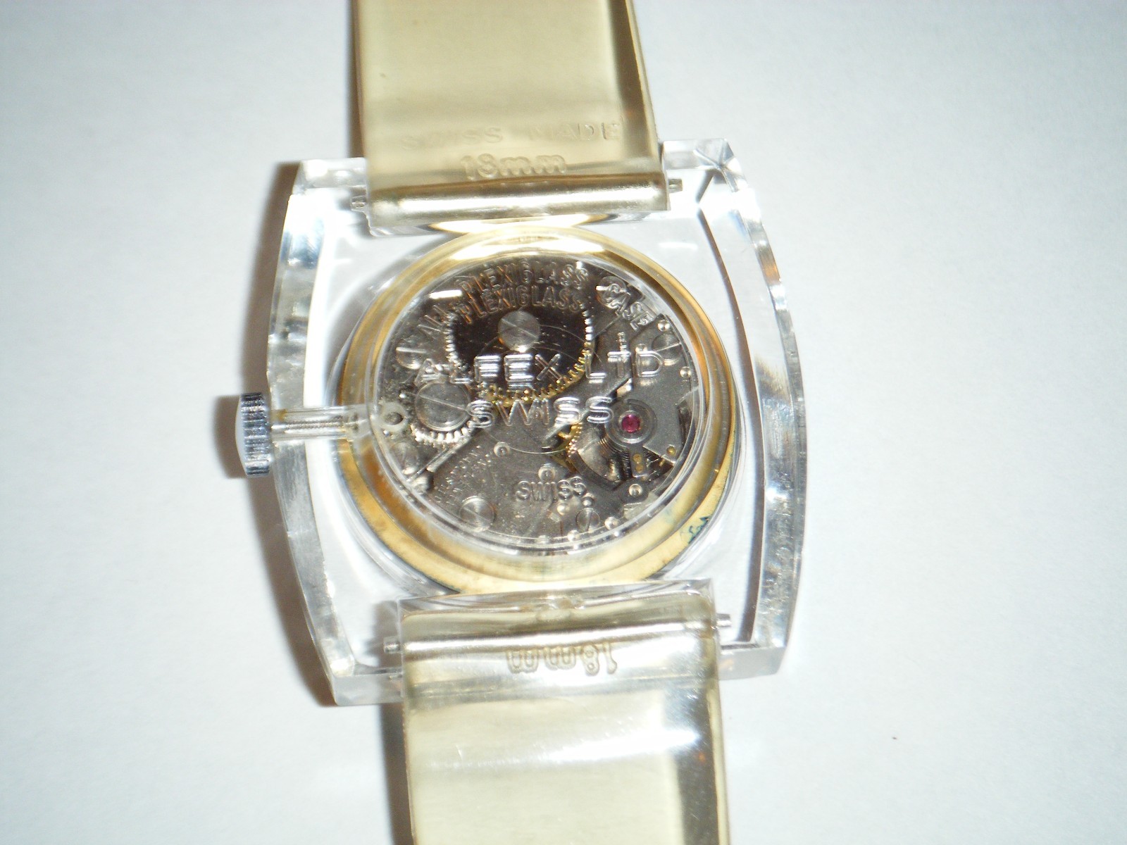 Vintage Chateau Alfex LTD Swiss Plexiglass Manual Wind Mens Wrist Watch