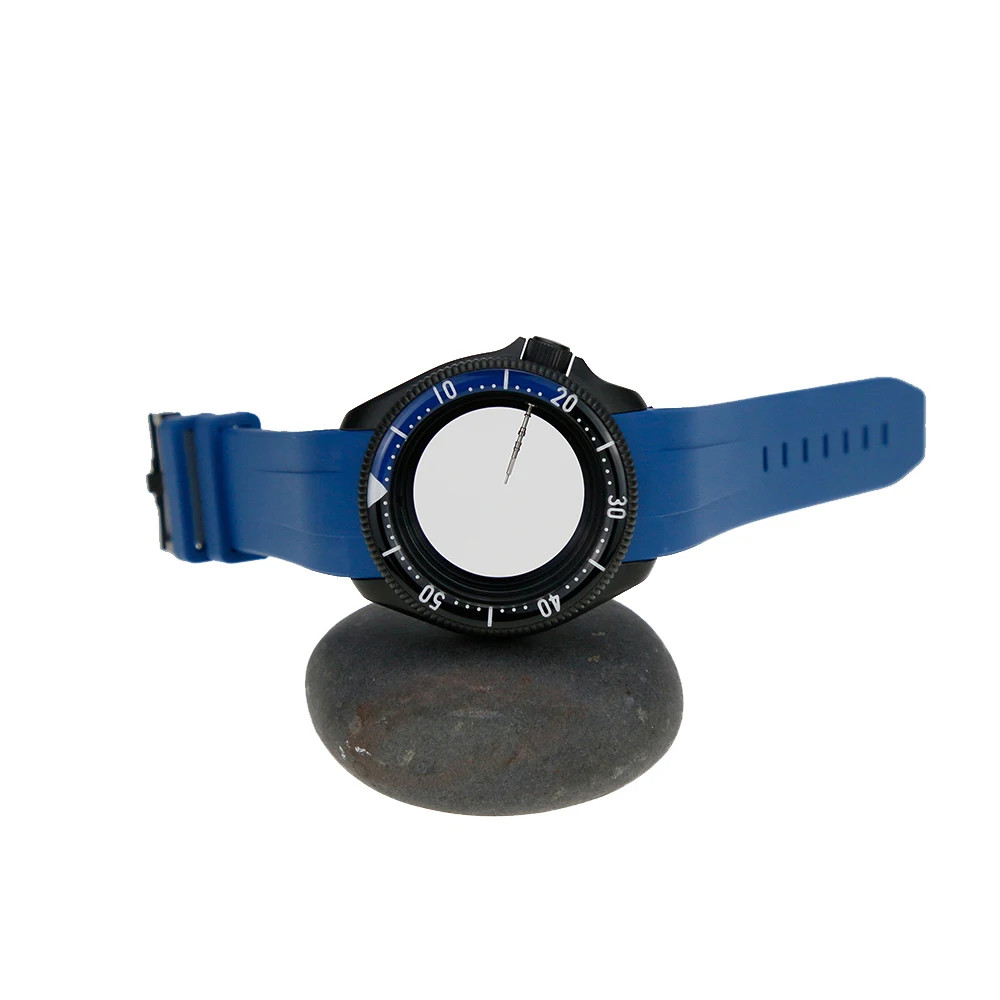 22mm Watch Strap Dark Blue Vulcanized Rubber Curved Ends Solid Buckle For SKX007
