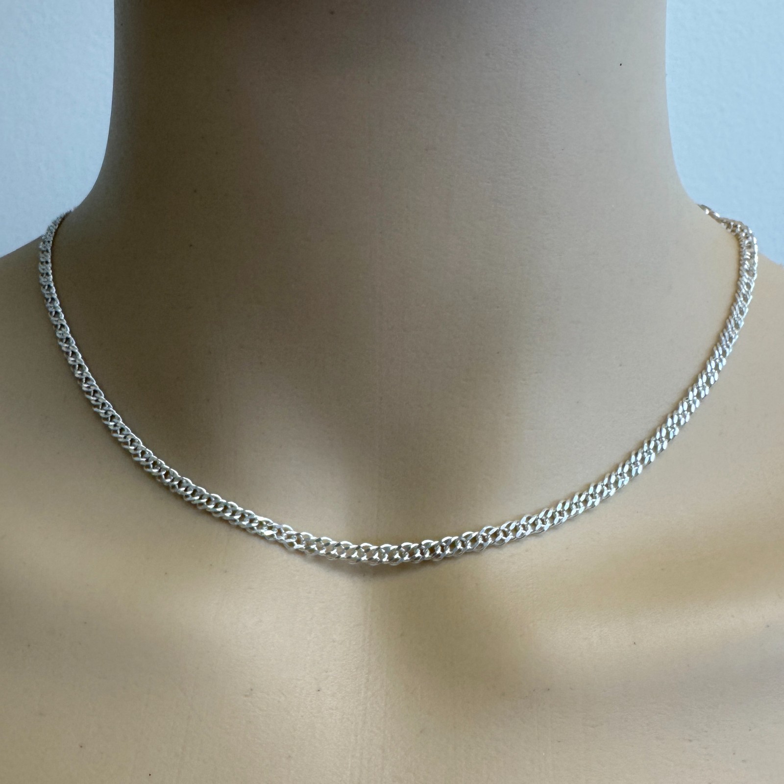 Sterling Silver Double Diamond Cut Necklace Chain (All Sizes) Made in Italy