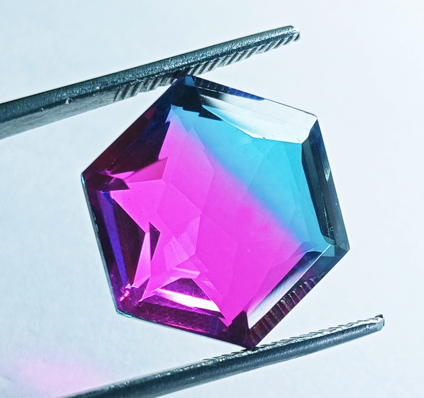 EGL Certified 23.50 Ct Natural Tourmaline Bi-Color Hexagon Fancy Gemstone AAA