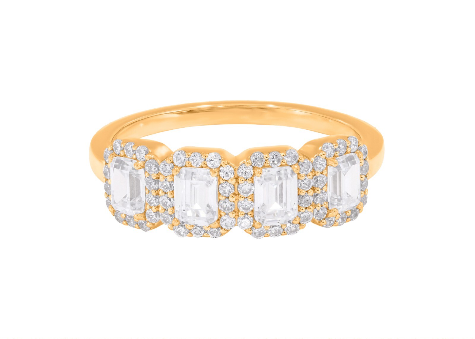 1.00 Ct Emerald & Round Cut Lab Grown Diamond Wedding Ring in Sterling Silver