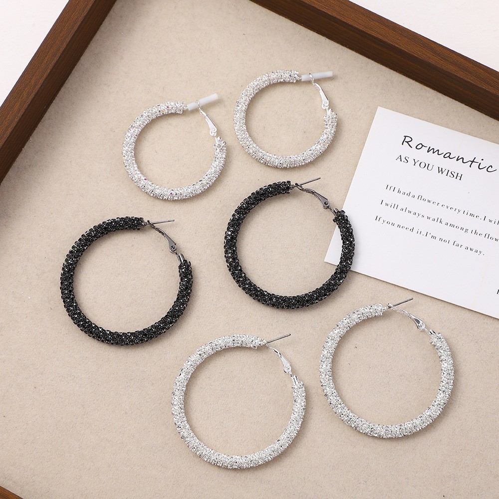 1pcs Boho Big Full Crystal Circle Hoop Earrings Women Party Wedding Accessories