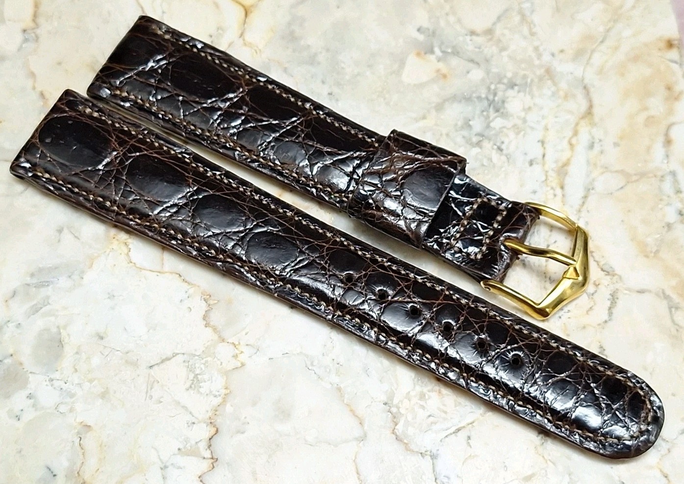 JB Champion Dark Brown Brazilian Crocodile Leather Watch Band Strap 3/4″ LONG