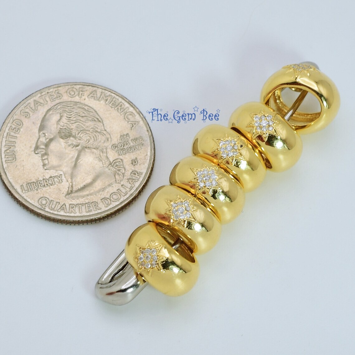 12.3mm 14k Solid Yellow Gold Starburst Star Diamond Accent Bead Pendant Charm