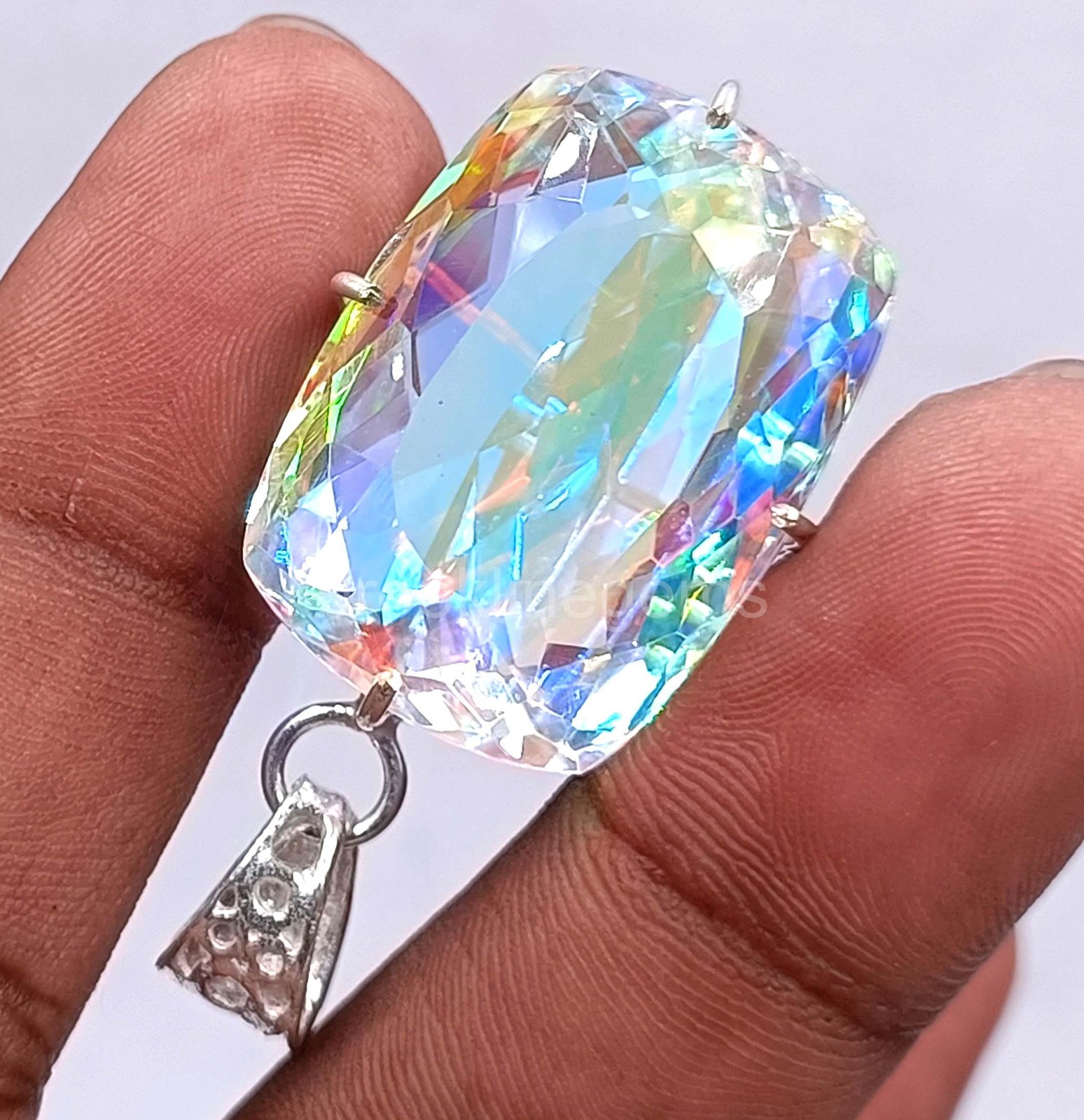 EGL 74.65 Ct Natural Mystic Topaz 925 Sterling Silver Pendant Loose Gems 5OSS
