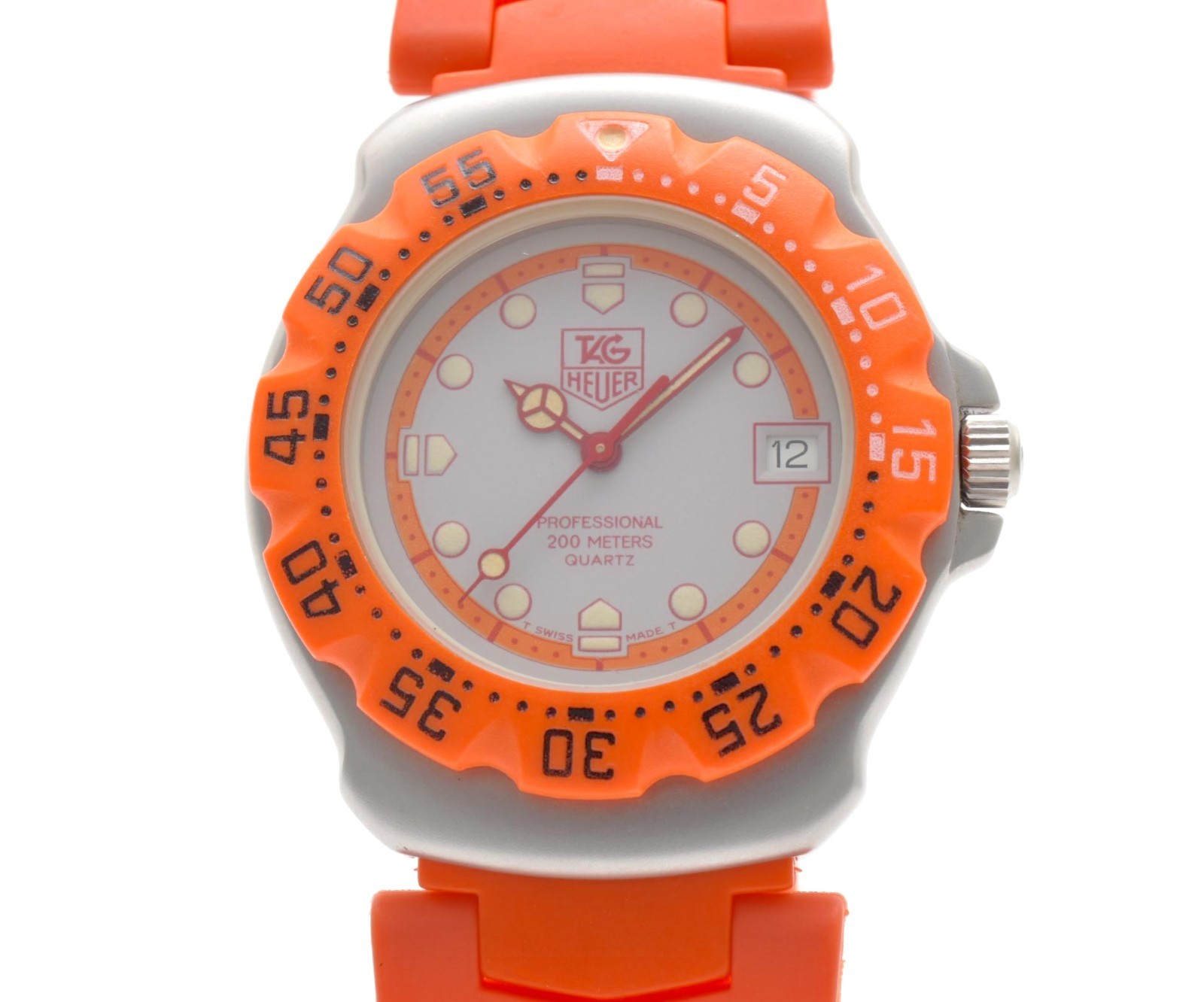 Vintage TAG Heuer 373.513 Formula 1 Orange gray Dial 7J Quartz Men’s Watch JAPAN