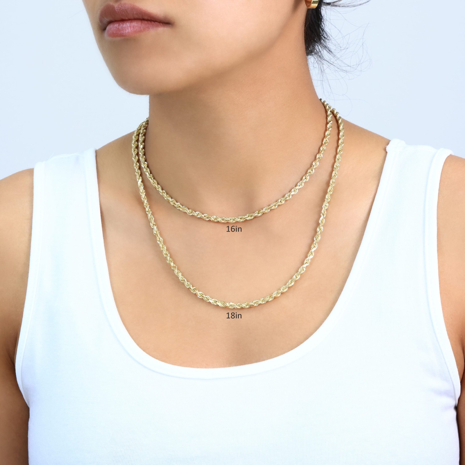 14K Yellow Gold 4mm Italian Diamond Cut Rope Chain Necklace Mens Women 16″- 30″