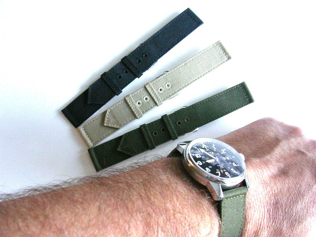 NATO® 2pc WWII Canvas Military army MoD watchband OEM Combat strap IW SUISSE USA